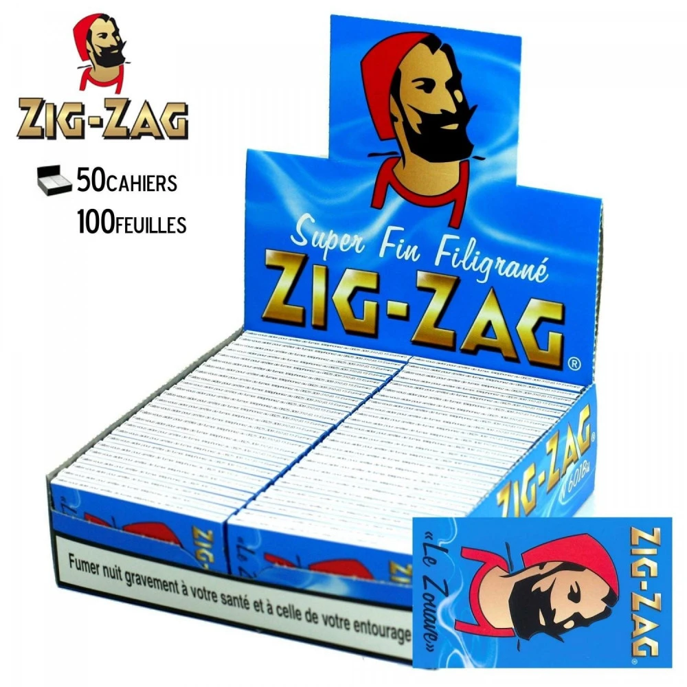 Boite De 50 Carnets De Feuilles à Rouler - Zig Zag Bleu 4 Boite De 50 Carnets De Feuilles à Rouler - Zig Zag Bleu – Image 2