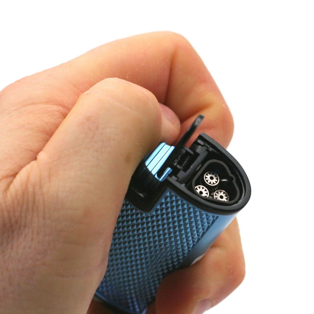 Briquet Turbo Métal Avec Perce Cigare Intégrer - Bleu 6 Briquet Turbo Métal Avec Perce Cigare Intégrer - Bleu – Image 4