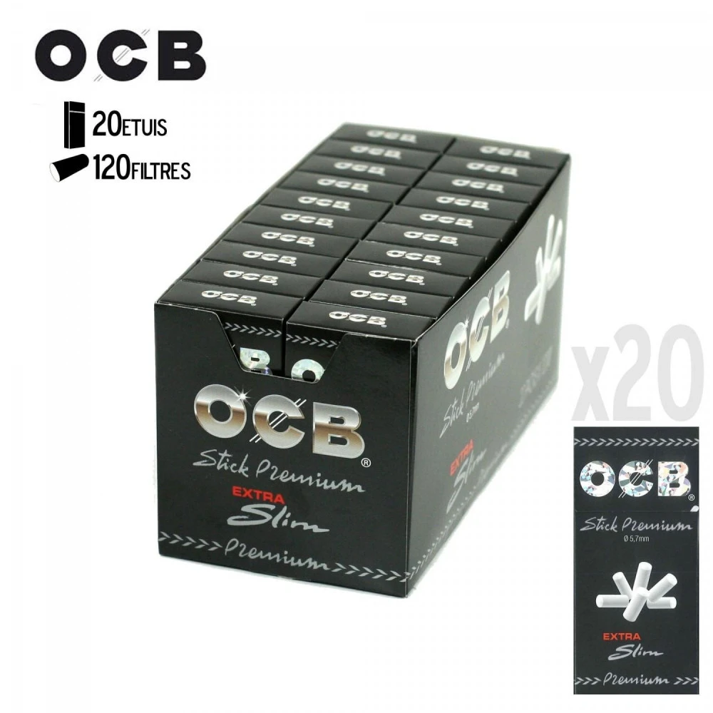 Cartouche De 20 étuis De Filtres Stick Extra Slim OCB 5.7mm 3 Cartouche De 20 étuis De Filtres Stick Extra Slim OCB 5.7mm